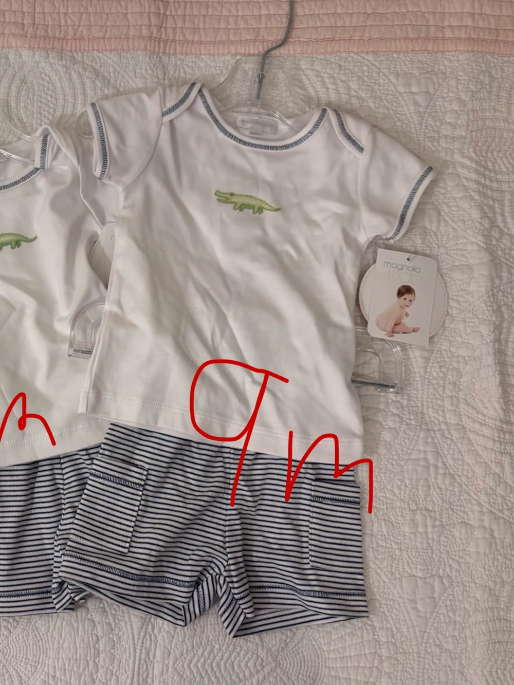 Magnolia Baby White & Navy Crocodile Set